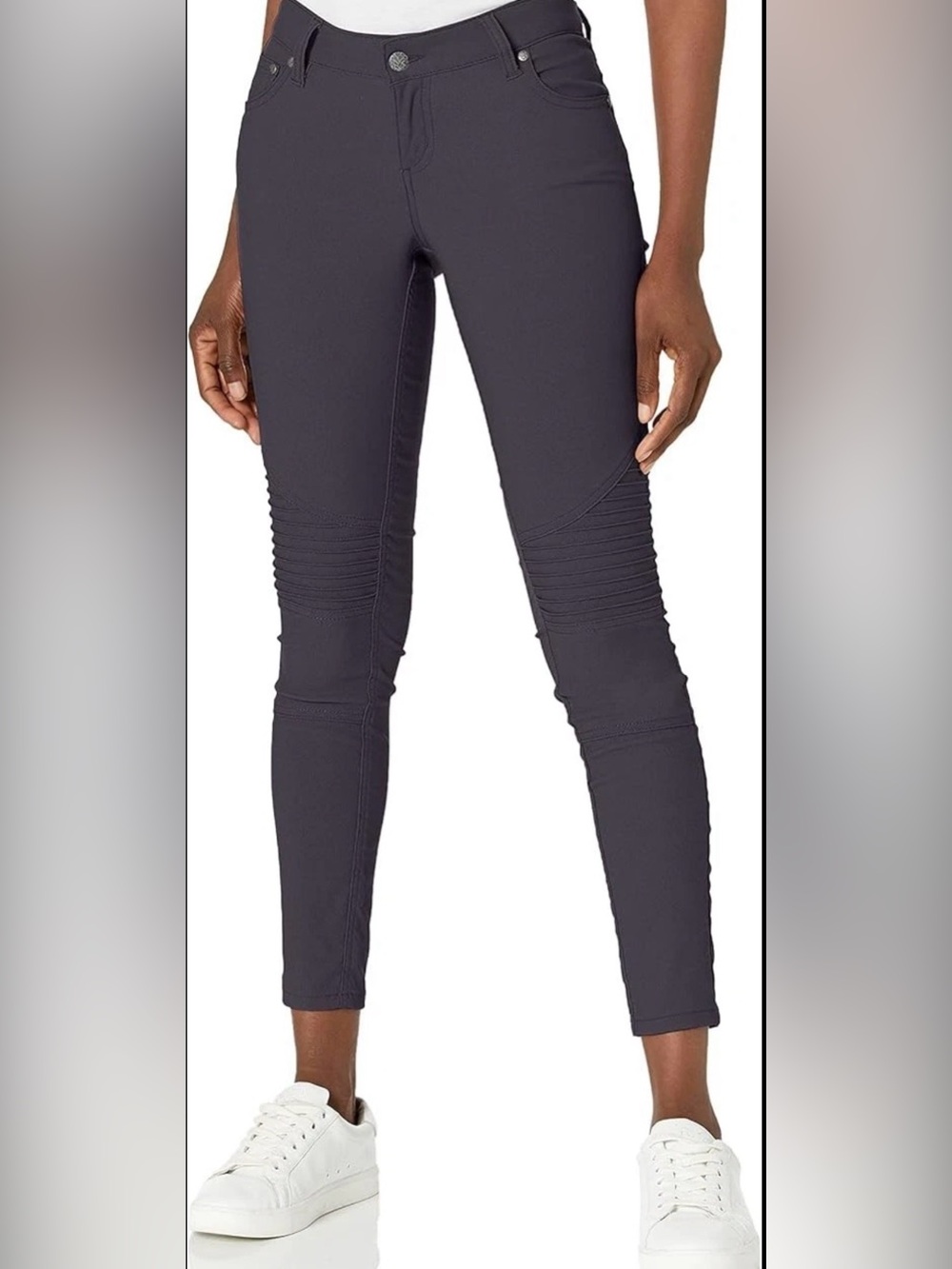 prAna Brenna Moto Skinny Pants Coal Gray Size 10 Stretch NWOT Gorpcore Bikercore